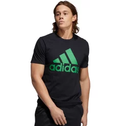 Men's adidas Classic Badge of Sport Tee -Clearance Sales Store 2592871 Black Vivid Green