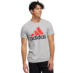Men's adidas Classic Badge of Sport Tee -Clearance Sales Store 2592871 Medium Gray Vivid Red