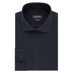 Men's Van Heusen Slim-Fit Traveler Hidden Button-Down Collar Dress Shirt -Clearance Sales Store 3117049 Black Geo