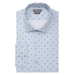 Men's Van Heusen Slim-Fit Traveler Hidden Button-Down Collar Dress Shirt -Clearance Sales Store 3117049 Blue Ice