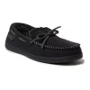 Men's Dearfoams Toby Microsuede Moccasin Slippers with Whipstitch -Clearance Sales Store 3427492 Black