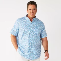 Big & Tall Sonoma Goods For Life® Poplin Button-Down Shirt -Clearance Sales Store 3974513 Blue Floral