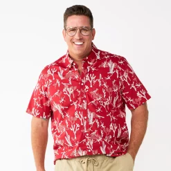 Big & Tall Sonoma Goods For Life® Poplin Button-Down Shirt -Clearance Sales Store 3974513 Coral Cactus