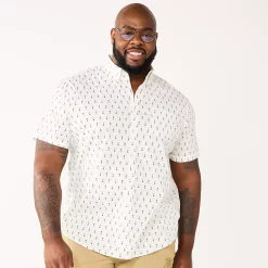 Big & Tall Sonoma Goods For Life® Poplin Button-Down Shirt -Clearance Sales Store 3974513 Cream Arrows