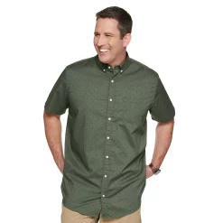 Big & Tall Sonoma Goods For Life® Poplin Button-Down Shirt -Clearance Sales Store 3974513 Leaf Print