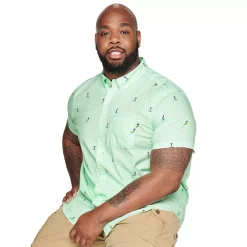Big & Tall Sonoma Goods For Life® Poplin Button-Down Shirt -Clearance Sales Store 3974513 Mint Surfer