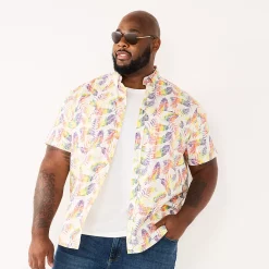 Big & Tall Sonoma Goods For Life® Poplin Button-Down Shirt -Clearance Sales Store 3974513 Multi Tropical