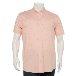 Big & Tall Sonoma Goods For Life® Poplin Button-Down Shirt -Clearance Sales Store 3974513 Tiki Print