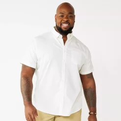 Big & Tall Sonoma Goods For Life® Poplin Button-Down Shirt -Clearance Sales Store 3974513 White Arrow