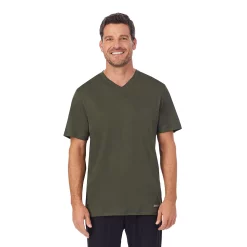 Men's Cuddl Duds® Far-Infrared Enhance V-Neck Sleep Tee -Clearance Sales Store 4015603 Olive