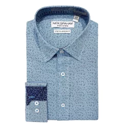 Men's Nick Graham Traveler Collection Performance Modern-Fit Stretch Dress Shirt -Clearance Sales Store 4299763 Marine Kaleidoscope