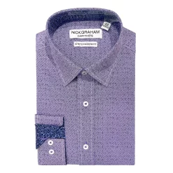 Men's Nick Graham Traveler Collection Performance Modern-Fit Stretch Dress Shirt -Clearance Sales Store 4299763 Purple Kaleidoscope