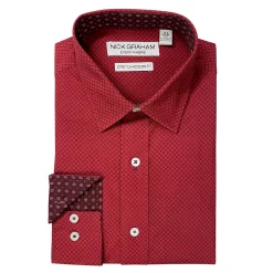 Men's Nick Graham Traveler Collection Performance Modern-Fit Stretch Dress Shirt -Clearance Sales Store 4299763 Red Lotus Leaf