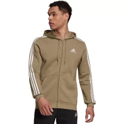 Men's adidas Essential Full-Zip Fleece Hoodie -Clearance Sales Store 4883022 Orbit Green White