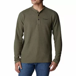 Men's Columbia Pine Peak Waffle Henley -Clearance Sales Store 4898094 Stone Green