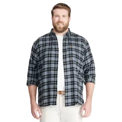 Big & Tall IZOD Classic-Fit Plaid Flannel Button-Down Shirt -Clearance Sales Store 4921478 Black