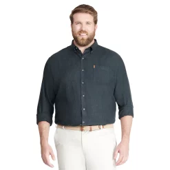 Big & Tall IZOD Classic-Fit Plaid Flannel Button-Down Shirt -Clearance Sales Store 4921478 Charcoal