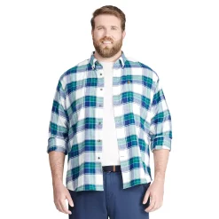 Big & Tall IZOD Classic-Fit Plaid Flannel Button-Down Shirt -Clearance Sales Store 4921478 Evergreen
