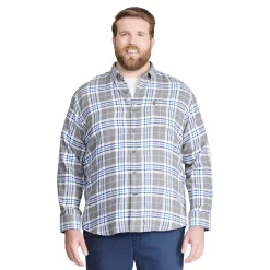 Big & Tall IZOD Classic-Fit Plaid Flannel Button-Down Shirt -Clearance Sales Store 4921478 Grey Blue