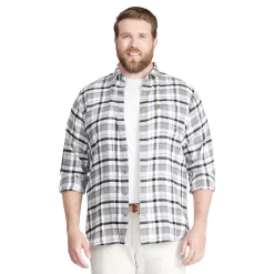 Big & Tall IZOD Classic-Fit Plaid Flannel Button-Down Shirt -Clearance Sales Store 4921478 Med Grey Heather Red