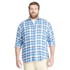 Big & Tall IZOD Classic-Fit Plaid Flannel Button-Down Shirt -Clearance Sales Store 4921478 Nautical Blue Heather