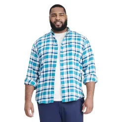 Big & Tall IZOD Classic-Fit Plaid Flannel Button-Down Shirt -Clearance Sales Store 4921478 Ocean Depths