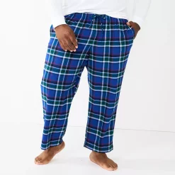 Big & Tall Sonoma Goods For Life® Flannel Pajama Pants -Clearance Sales Store 5001697 Bright Blue Plaid