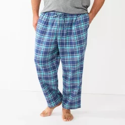 Big & Tall Sonoma Goods For Life® Flannel Pajama Pants -Clearance Sales Store 5001697 Denim Aqua Plaid