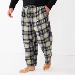 Big & Tall Sonoma Goods For Life® Flannel Pajama Pants -Clearance Sales Store 5001697 Grey Gold Plaid