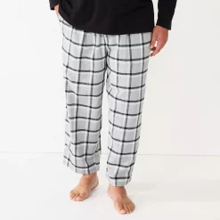 Big & Tall Sonoma Goods For Life® Crewneck Tee & Flannel Pants Sleep Set -Clearance Sales Store 5004620 Gray Plaid