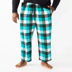 Big & Tall Sonoma Goods For Life® Microfleece Sleep Pants -Clearance Sales Store 5010901 Aqua Multi Check