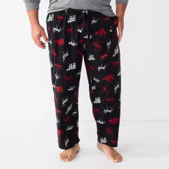 Big & Tall Sonoma Goods For Life® Microfleece Sleep Pants -Clearance Sales Store 5010901 Black Check Animals