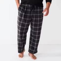 Big & Tall Sonoma Goods For Life® Microfleece Sleep Pants -Clearance Sales Store 5010901 Black Grey Plaid