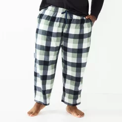 Big & Tall Sonoma Goods For Life® Microfleece Sleep Pants -Clearance Sales Store 5010901 Green Multi Check