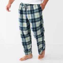 Big & Tall Sonoma Goods For Life® Microfleece Sleep Pants -Clearance Sales Store 5010901 Grey Lime Pop Plaid