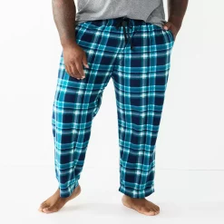 Big & Tall Sonoma Goods For Life® Microfleece Sleep Pants -Clearance Sales Store 5010901 Navy Aqua Pop Plaid