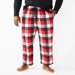 Big & Tall Sonoma Goods For Life® Microfleece Sleep Pants -Clearance Sales Store 5010901 Red Multi Check