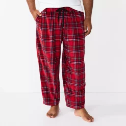 Big & Tall Sonoma Goods For Life® Microfleece Sleep Pants -Clearance Sales Store 5010901 Red Plaid