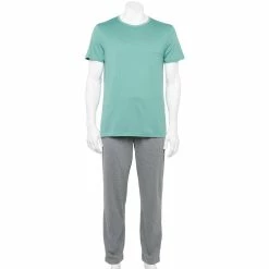 Men's Sonoma Goods For Life® Supersoft Modern-Fit Crewneck Tee & Open-Bottom Pants Pajama Set -Clearance Sales Store 5012839 River Green