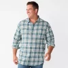 Big & Tall Sonoma Goods For Life® Regular-Fit Flannel Button-Down Shirt -Clearance Sales Store 5044680 Green Plaid