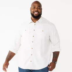 Big & Tall Sonoma Goods For Life® Regular-Fit Flannel Button-Down Shirt -Clearance Sales Store 5044680 Ice Heather