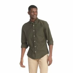 Men's Tommy Hilfiger Custom Fit Essential Stretch Oxford Shirt -Clearance Sales Store 5092114 Olive Night