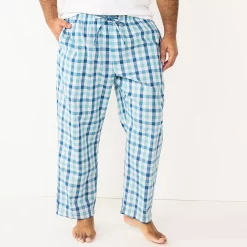 Big & Tall Sonoma Goods For Life® Brushed Poplin Sleep Pants -Clearance Sales Store 5265720 Blue White Gingham