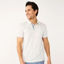 Men's Sonoma Goods For Life® Supersoft Lightweight Polo -Clearance Sales Store 5267619 White Navy Stripe