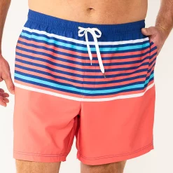 Men's Big & Tall Sonoma Goods For Life® Swim Trunks -Clearance Sales Store 5272284 Coral Stripe