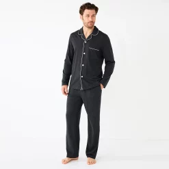 Men's Sonoma Goods For Life® Plaid Knit 2-Piece Pajama Set -Clearance Sales Store 5291039 Dark Charcoal
