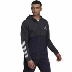 Men's adidas Colorblock Full-Zip Hoodie -Clearance Sales Store 5517455 Carbon