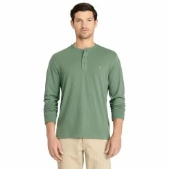 Men's IZOD Saltwater Jersey Henley Top -Clearance Sales Store 5528528 Dark Ivy
