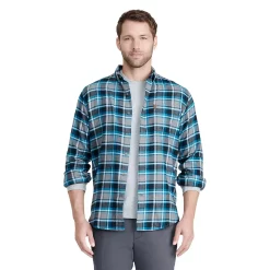 Men's IZOD Flannel Button-Down Shirt -Clearance Sales Store 5528844 Gray Teal