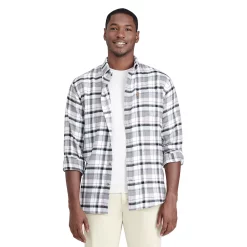 Men's IZOD Flannel Button-Down Shirt -Clearance Sales Store 5528844 Medium Gray Heather